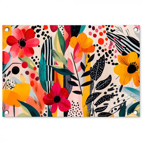 Tuinposter - Bloemen - Bladeren - Abstract - Kleurrijk