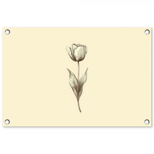 Tuinposter - Illustratie - Tulp - Zwart