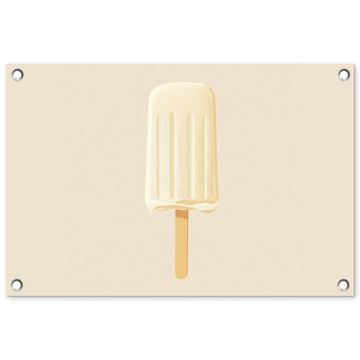 Tuinposter - Minimalistisch - Waterijsje - Stokje - Beige