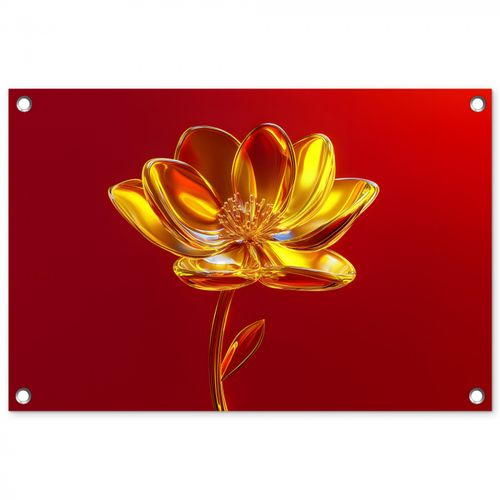 Tuinposter - Bloem - Goud - Glazen