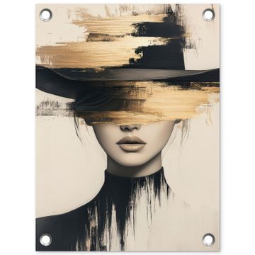 Tuinposter - Vrouw - Hoed - Verf