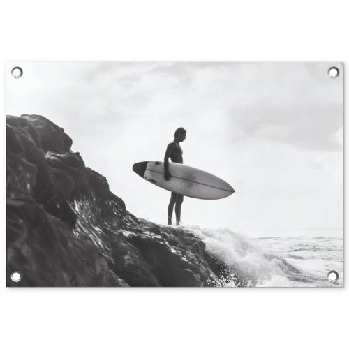 Tuinposter - Surfer - Rots - Oceaan - Golven