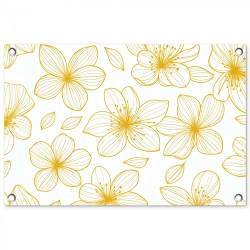 Tuinposter - Bloemen - Patroon - Illustratie - Geel
