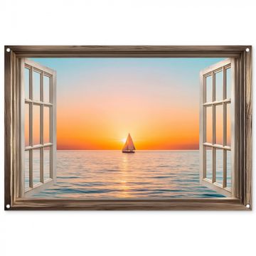 Doorkijk - Zee - Boot - Zonsondergang