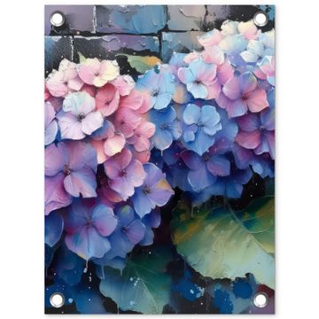 Tuinposter - Hortensia's in Pastelkleuren