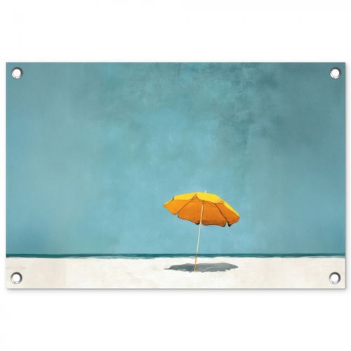 Tuinposter - Parasol - Geel - Strand - Zee