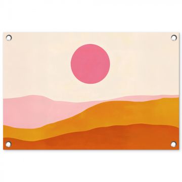 Tuinposter - Zon - Heuvels - Abstract - Roze