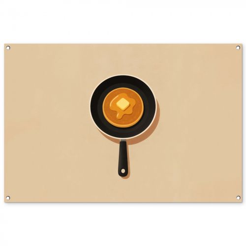 Tuinposter - Pannenkoek - Koekenpan - Boter - Minimalistisch