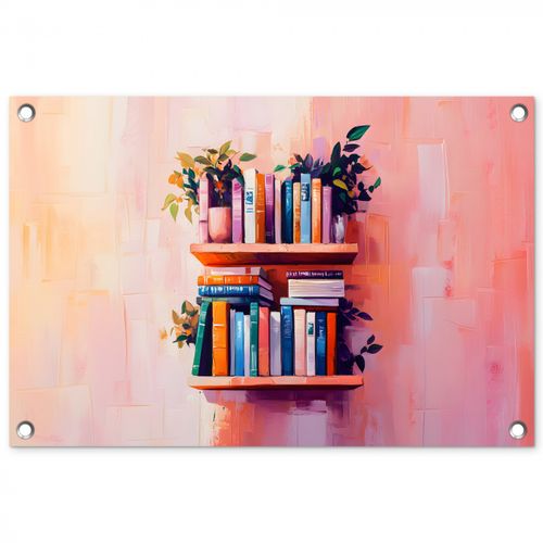 Tuinposter - Planken - Boeken - Bladeren