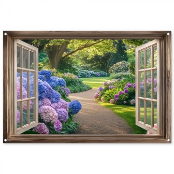 Doorkijk - Tuin - Raam - Hortensia - Bloemen