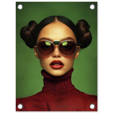 Tuinposter - Vrouw - Groen - Bril - Aesthetic - Modern