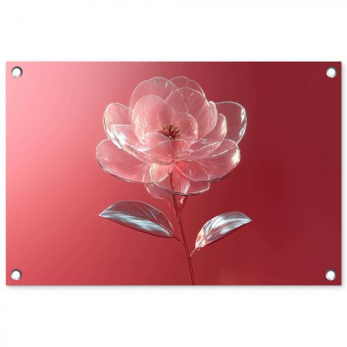 Tuinposter - Sierlijk - Bloem - Roze - Glazen