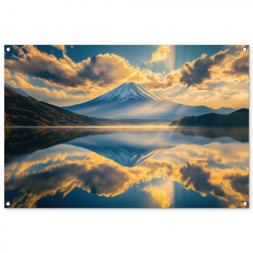 Tuinposter - Berg - Rivier - Zonsondergang