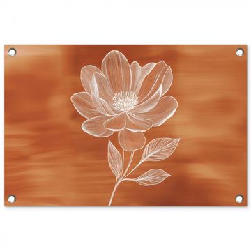 Tuinposter - Bloem - Minimalistisch - Wit