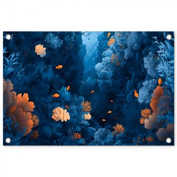 Tuinposter - Koraalrif - Vissen - Oceaan - Blauw