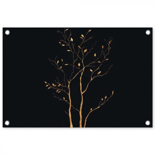 Tuinposter - Takken - Blaadjes - Zwart