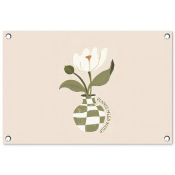 Tuinposter - Bloem - Wit - Vaas - Quote