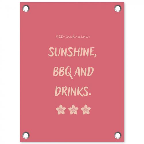 Tuinposter - BBQ - Quote - Roze - Zomer