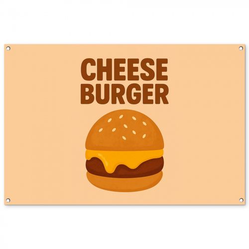 Tuinposter - Cheeseburger - Minimalistisch - Geel