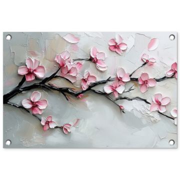 Tuinposter - Bloesem - Kunstzinnig - Roze - Sakura