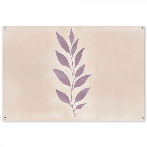 Tuinposter - Tak - Bladeren - Minimalistisch - Beige