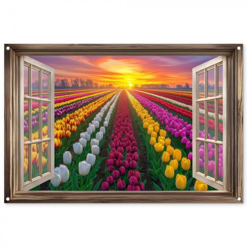 Doorkijk - Bloemen - Tulpen - Kleurrijk - Zonsondergang