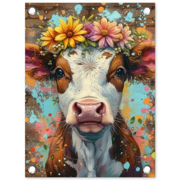 Tuinposter - Kalf met Bloemenkroon