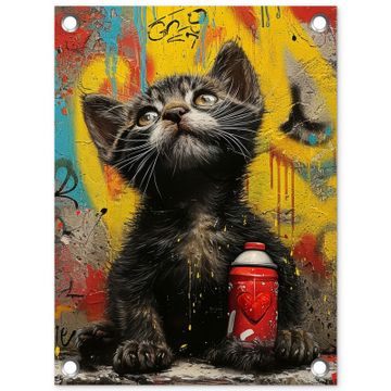 Tuinposter - Kitten met Spuitbus