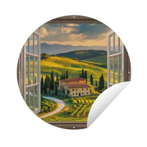 Tuinposter - Doorkijk - Toscane - Uitzicht - Landschap - Zomer
