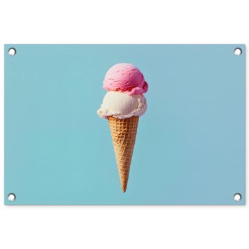 Tuinposter - Bolletjes - Schepijs - Hoorntje - Blauw