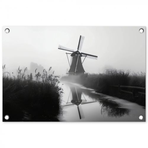 Tuinposter - Molen - Weerspiegeling - Landschap - Water