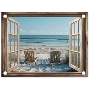 Doorkijk - Strandstoelen - Duinen - Zee - Natuur