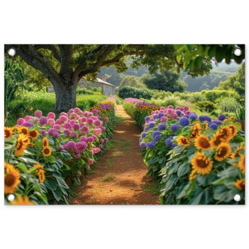 Tuinposter - Kleurrijk Tuinpad