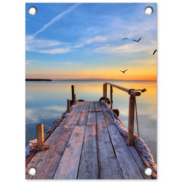 Tuinposter - Rustieke Steiger bij Zonsopgang