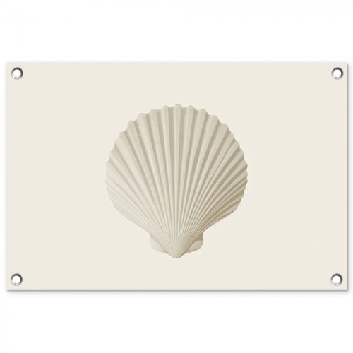 Tuinposter - Schelp - Minimalistisch - Wit