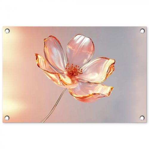 Tuinposter - Glazen - Bloem - Roze