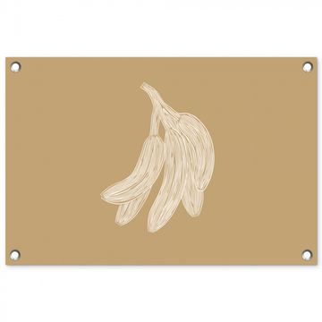 Tuinposter - Bananen - Beige - Lijntekening - Minimalistisch