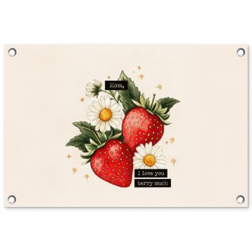 Tuinposter - Aardbeien - Madeliefjes - Quote - Sterretjes