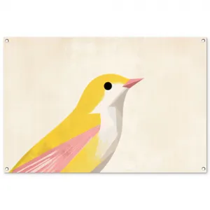 Tuinposter - Vogel - Minimalistisch - Geel