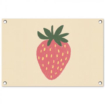 Tuinposter - Aardbei - Minimalistisch - Rood - Fruit