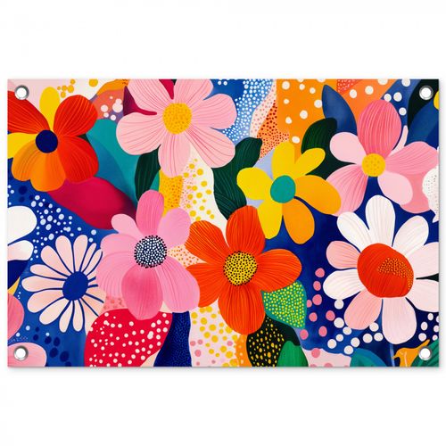 Tuinposter - Bloemen - Kleurrijk - Stippen