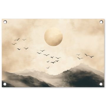 Tuinposter - Landschap - Japandi - vogel