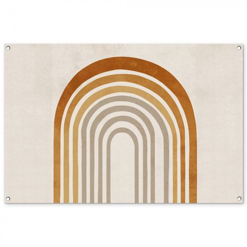 Tuinposter - Minimalistisch - Boog - Lijnen - Beige
