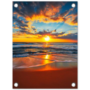 Tuinposter - Vurige Zonsopgang aan Zee