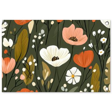 Tuinposter - Bloemen - Illustratie - Groen