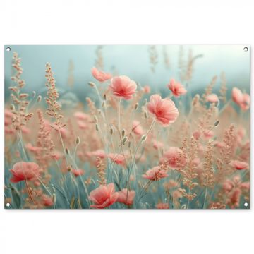 Tuinposter - Dromerig veld van klaprozen