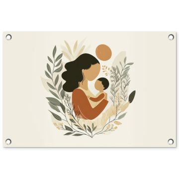 Tuinposter - Illustratie - Moeder - Kind - Liefdevol