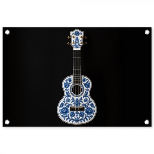 Tuinposter - Ukelele - Delfts - Blauw - Muziek