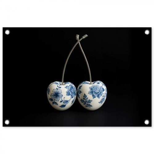 Tuinposter - Kersen - Delfts blauw - Fruit