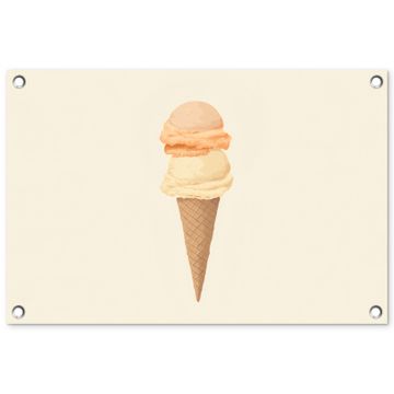 Tuinposter - Minimalistisch - Schepijs - Hoorntje - Beige